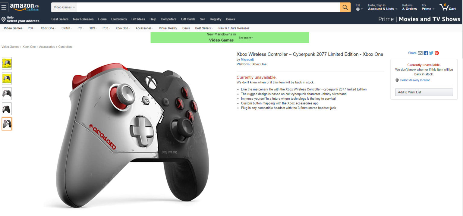 Xbox One X Cyberpunk 2077 Limited Edition