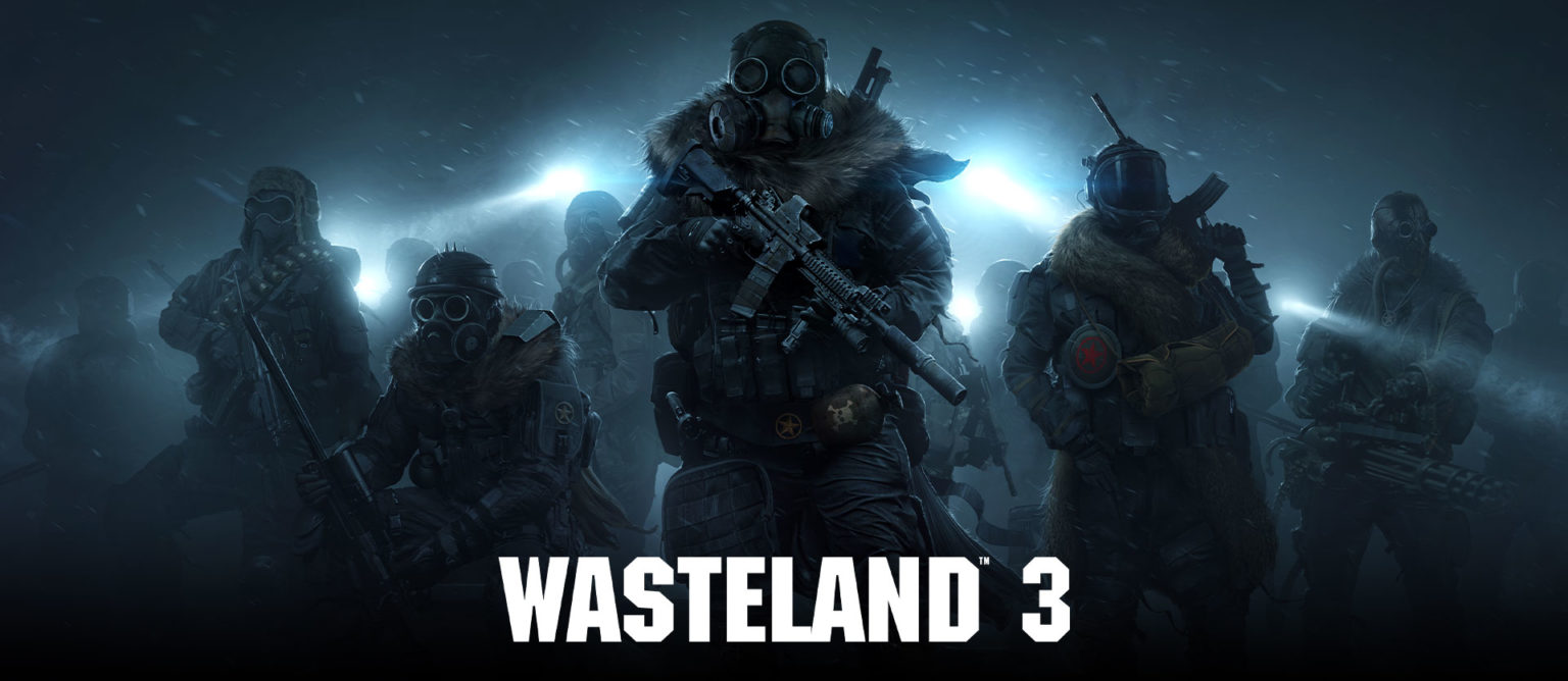 Wasteland 3 Key Art mit bewaffneten Rangern im verschneiten Colorado