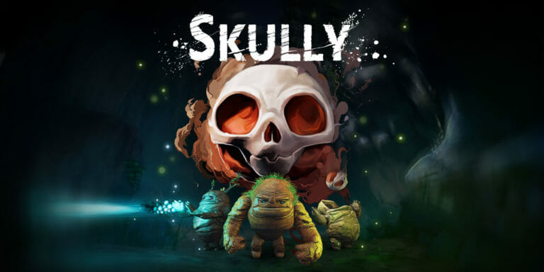 Skully mit dem rollenden Schädel auf einer Insel