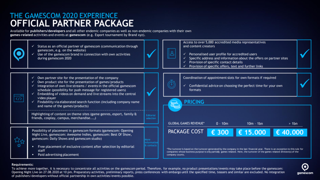 gamescom 2020 - Official Partner Package