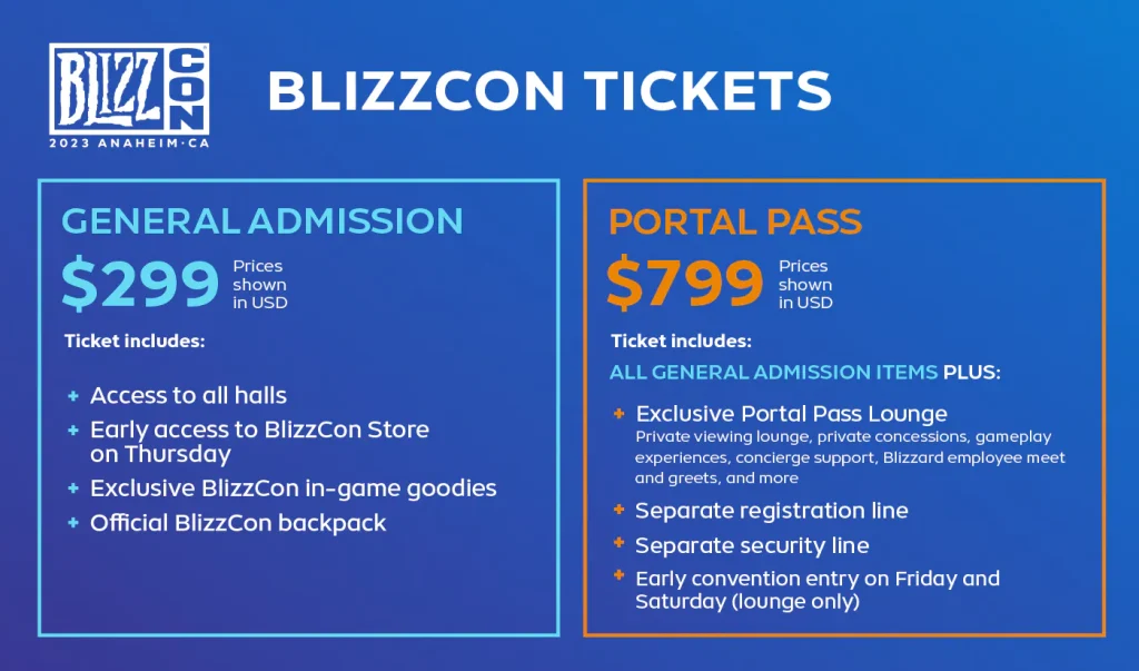 Blizzcon 2023 - Tickets Anaheim