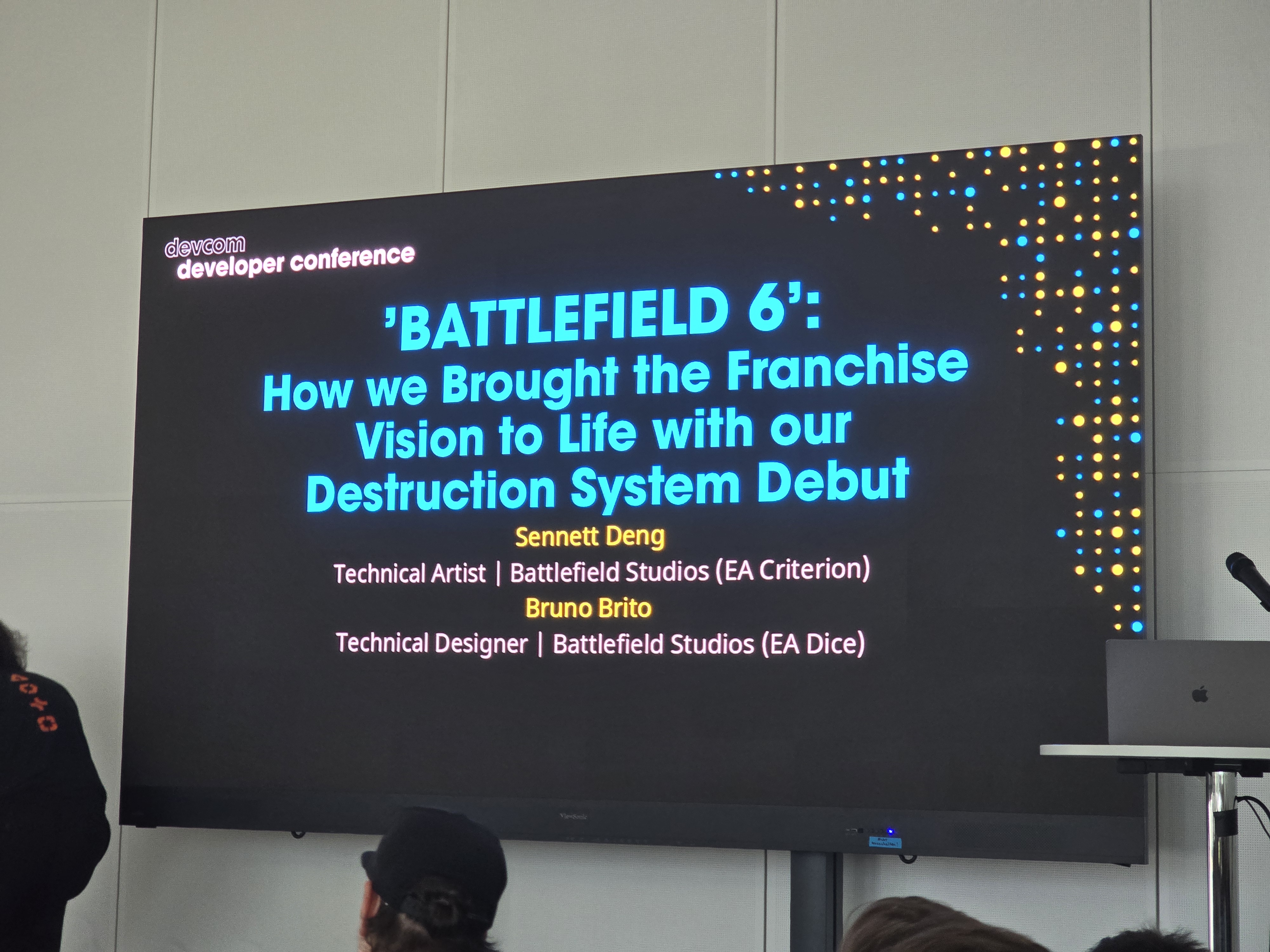 Panel Talk - „‘BATTLEFIELD 6’: How we Brought the Franchise Vision to Life with our Destruction System Debut“ auf der devcom 2025 von Battlefield Studio und EA DICE.