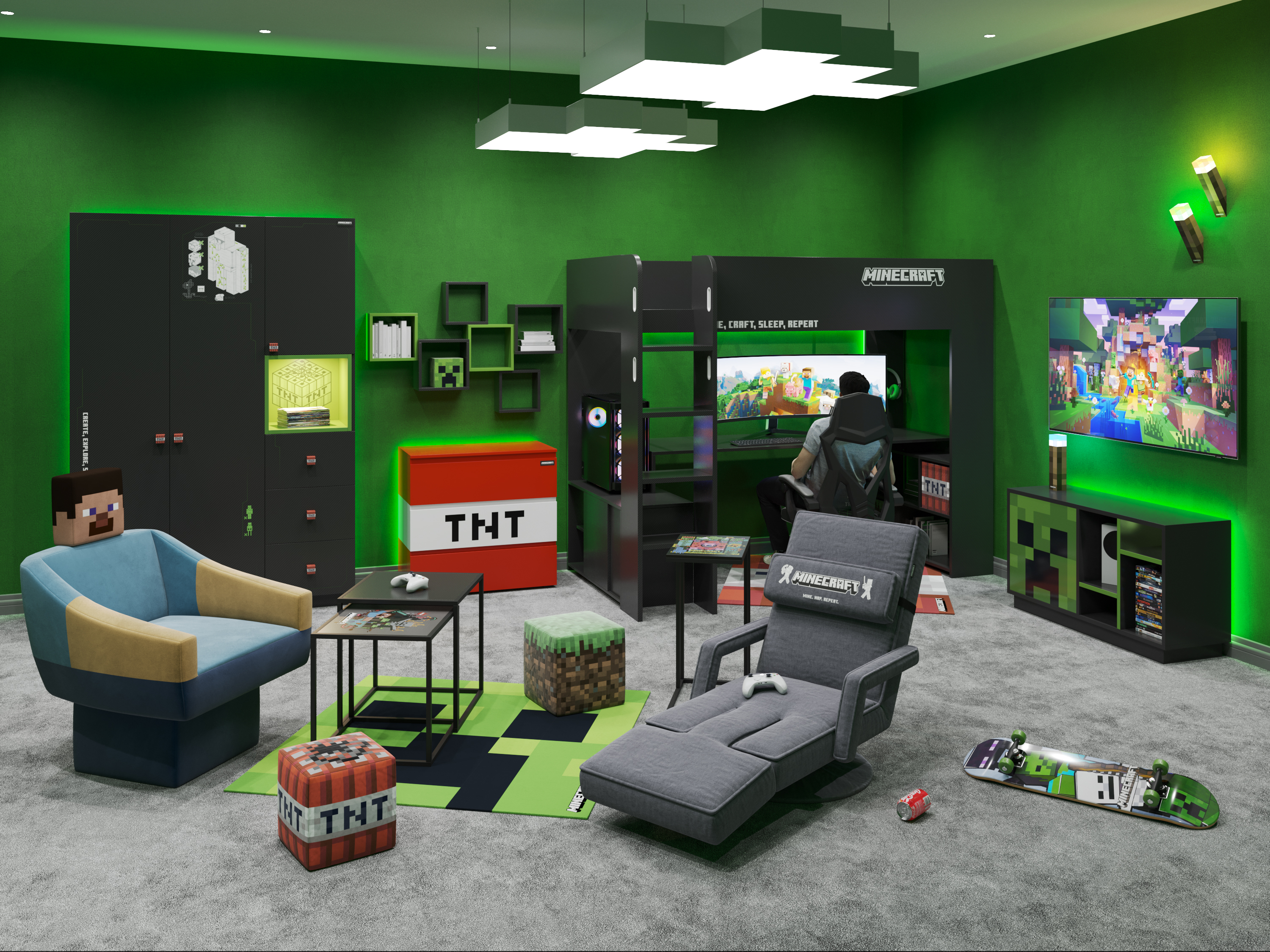 Konzept Ausstellung der Minecraft Möbel und Accessoires von Phoenix Group und Mojang AB - Bild: Phoenix Group