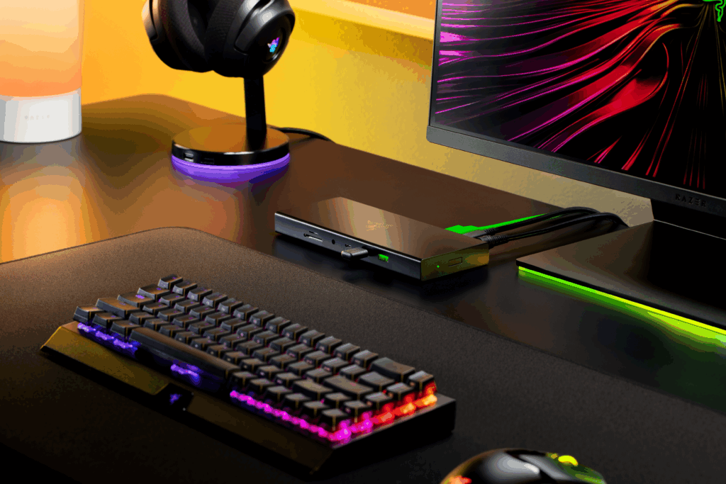 Razer USB 4 Dock im Photoshoot mit Peripherie - Bild: Razer