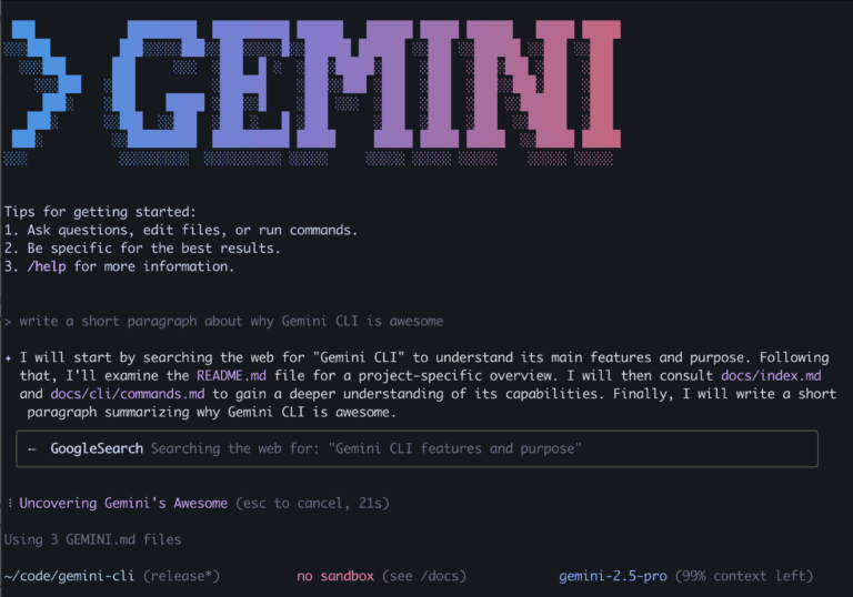 Gemini Screenshot aus dem offiziellen Github Repository.