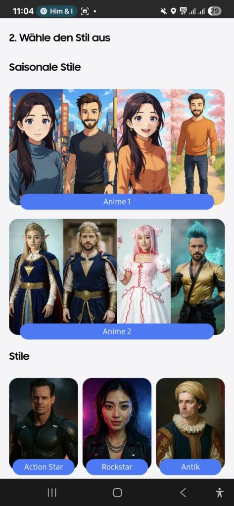 Samsung KI Angebot für Selfies im Anime Stil - Bild: Huskynarr