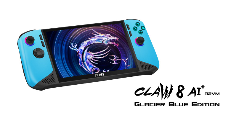 Der neue Claw 8 AI+ in der Glacier Blue Edition - Bild: MSI