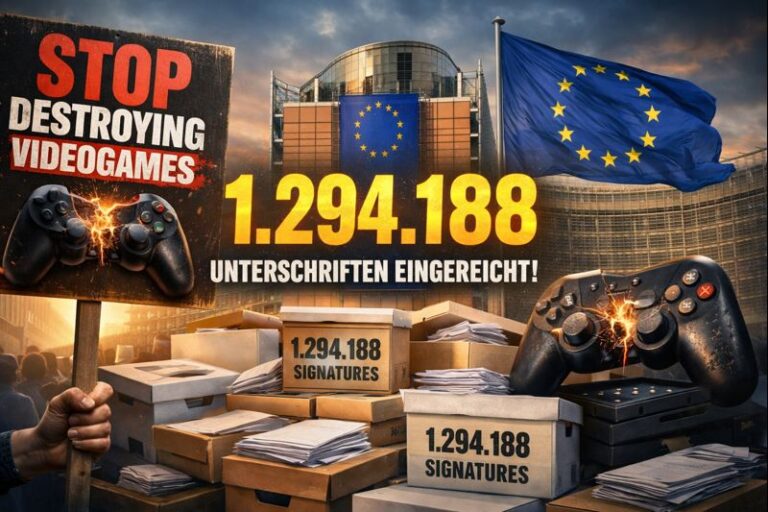 Visuelle Darstellung der "Stop Killing Games" Bürgerinitiative - Bild: DALL-E