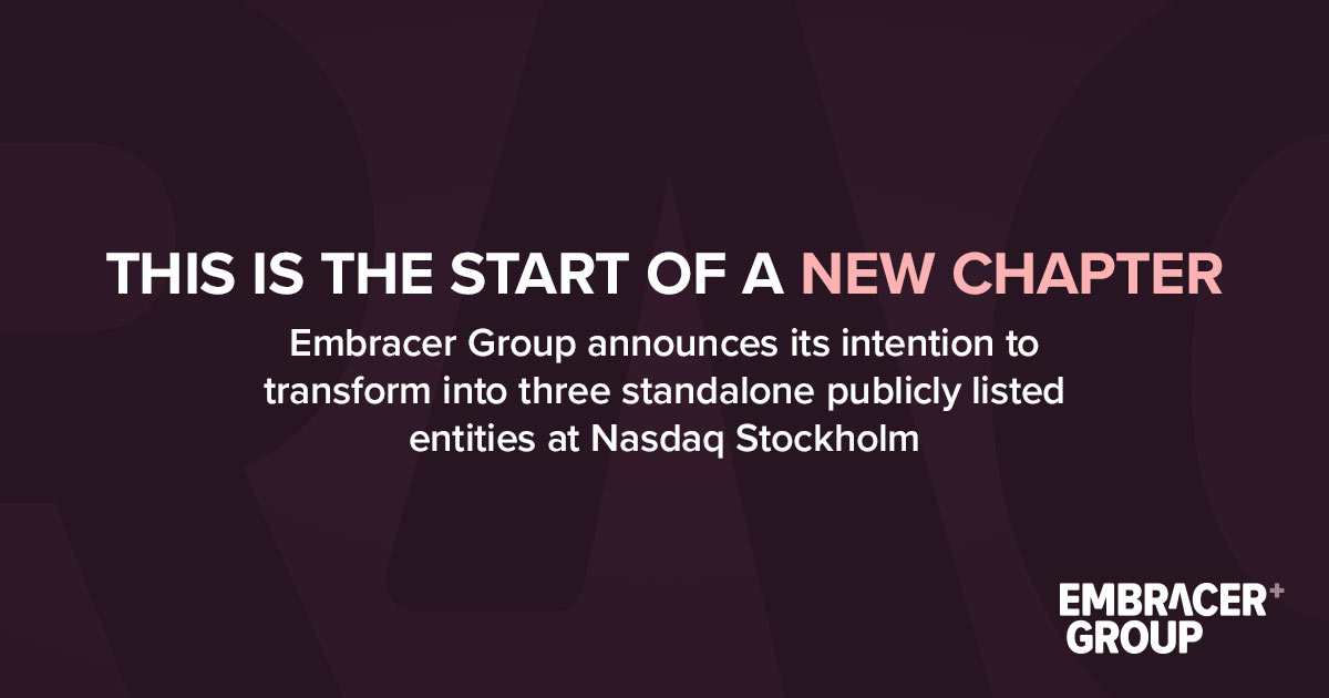 Embracer kündigt Aufspaltung in drei eigenständige Nasdaq-Stockholm-Unternehmen an - Bild: https://embracer.com/releases/embracer-group-announces-its-intention-to-transform-into-three-standalone-publicly-listed-entities-at-nasdaq-stockholm/