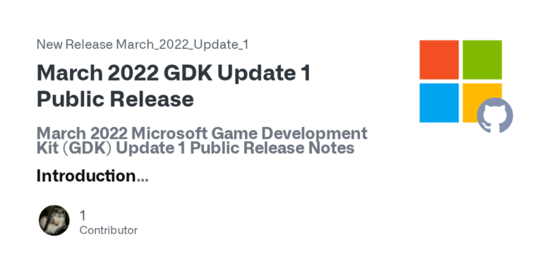 March 2022 GDK Update 1: Audio-Crash-Fix und Bereinigung verwaister VSIX-Pakete - Bild: https://github.com/microsoft/GDK/releases/tag/March_2022_Update_1