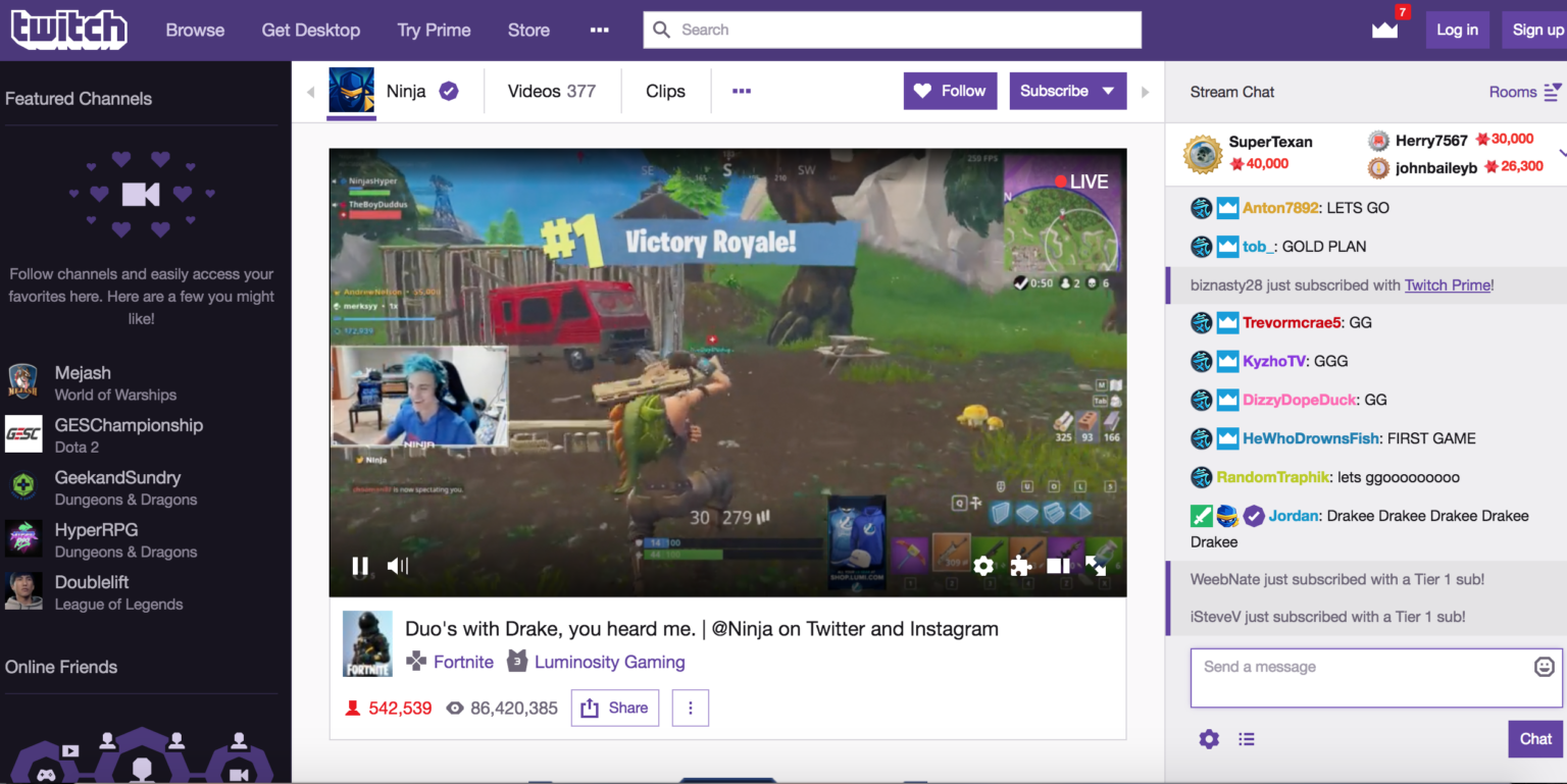 Ninja und Drake stellen mit Fortnite-Stream neuen Twitch-Zuschauerrekord auf - Bild: GeekWire