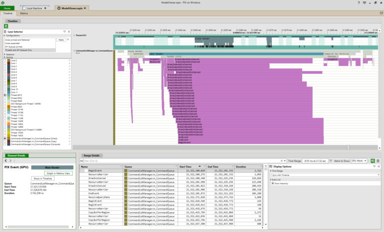 PIX on Windows 1906.14 mit GPU-Timing - Bild: PIX on Windows Blog (Microsoft DevBlogs)