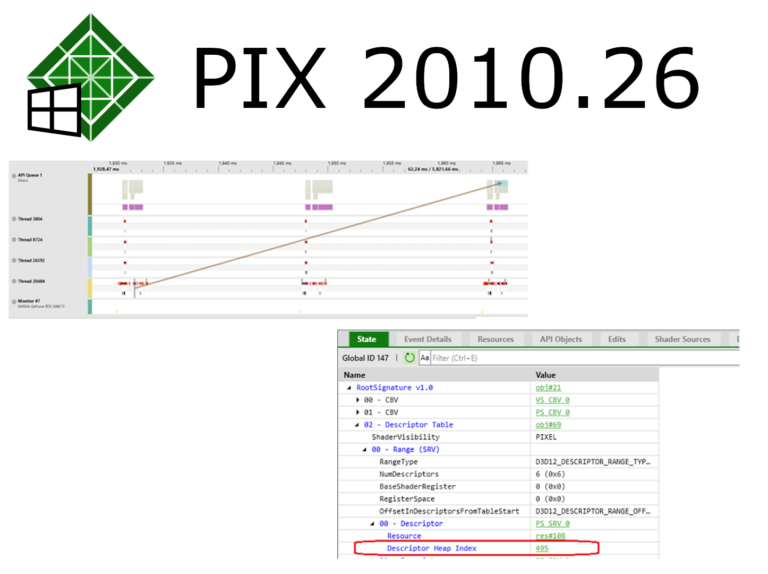 PIX 2010.26: Aktualisierte Command-List-Execution-View und neuer Descriptor-Heap-Viewer - Bild: PIX on Windows Blog (Microsoft DevBlogs)
