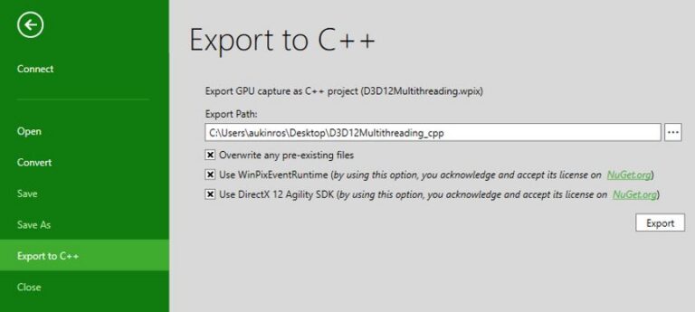 PIX 2203.30: Export to C++ teilt GPU-Captures als kompilierbare D3D12-Reproduktion
