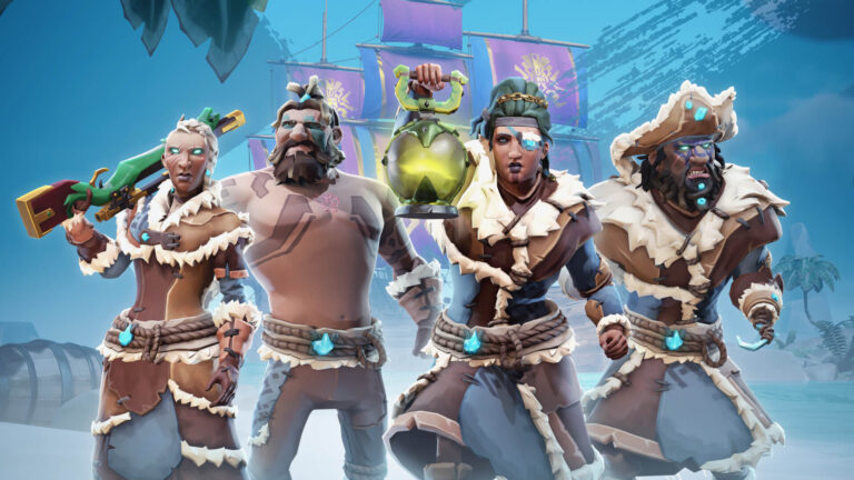 Sea of Thieves mit Piratenschiff auf dem Meer