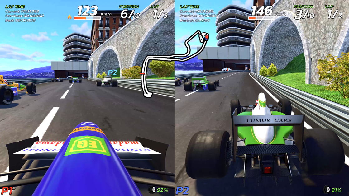Gameplay-Screenshot aus dem Arcade-Rennspiel 4PGP