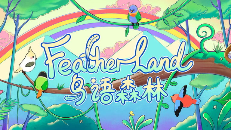 Key Art von Feather Land mit einem Vogel in einer gemütlichen Umgebung