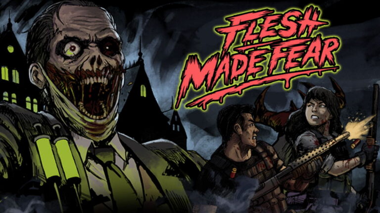 Keyart von Flesh Made Fear mit Logo und Horrormotiven