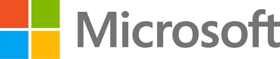 Microsoft-Firmenlogo mit den vier farbigen Quadraten und Schriftzug
