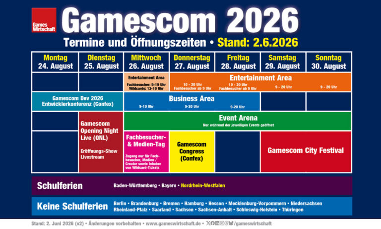 gamescom 2026: Termine, Öffnungszeiten und Ablauf der Kölner Messe stehen fest - Bild: gamescom.global