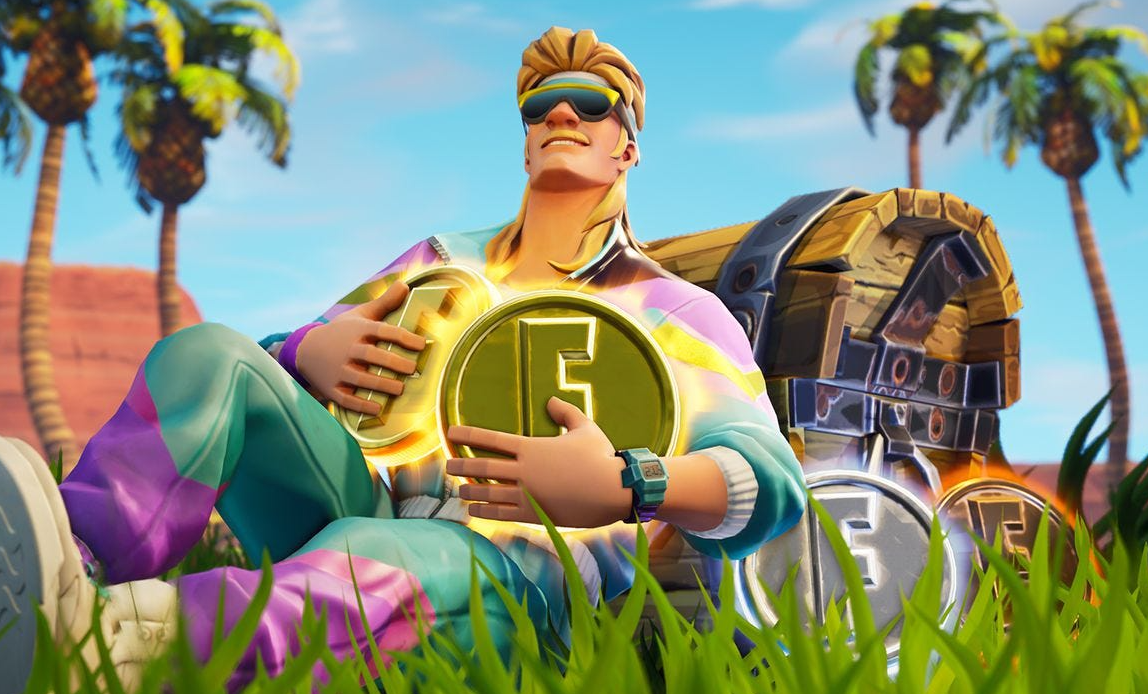 Fortnite-Logo vor einer farbigen Spielszene