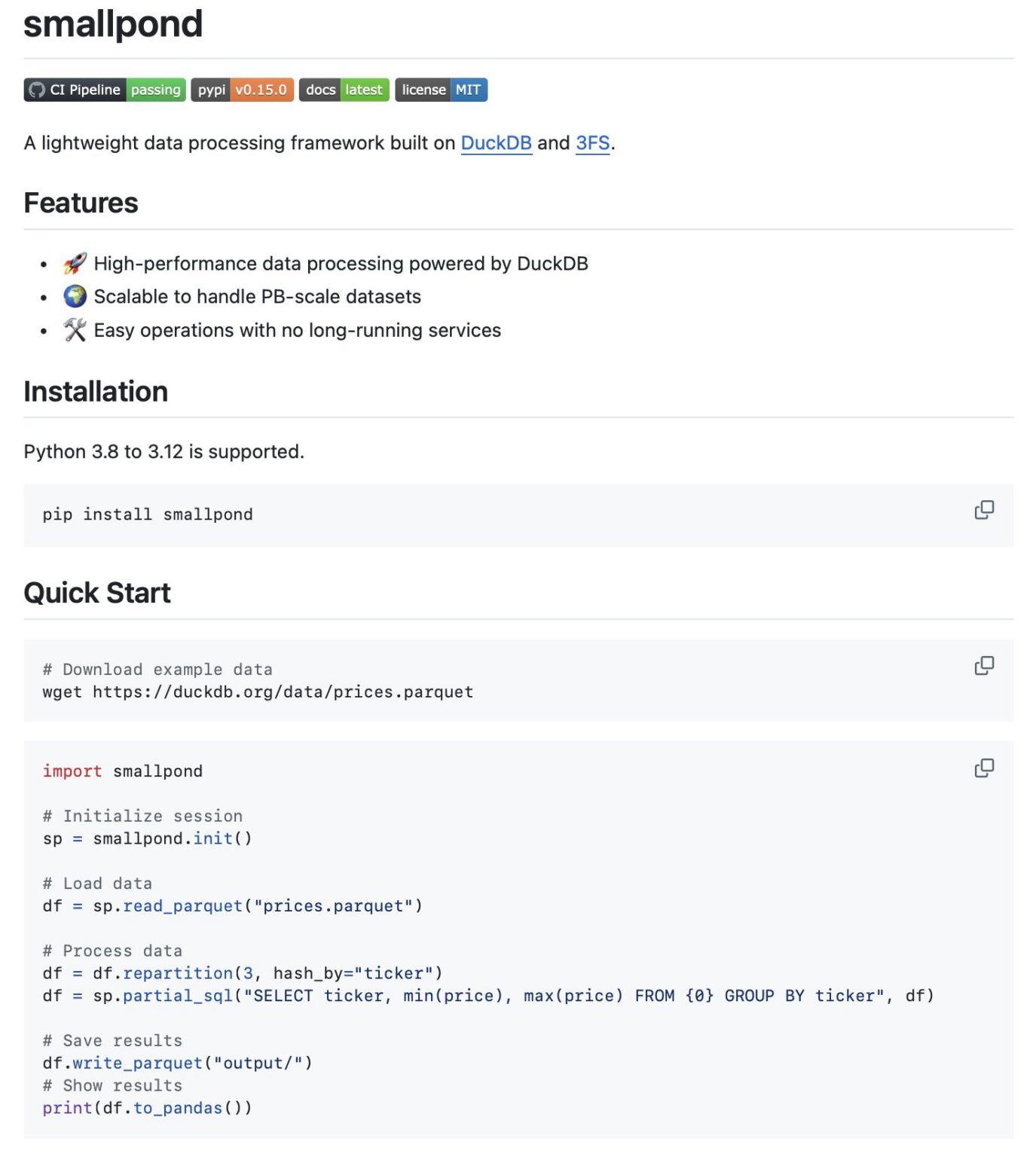 DeepSeek smallpond