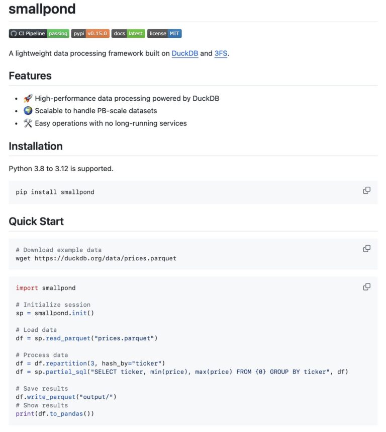 DeepSeek smallpond
