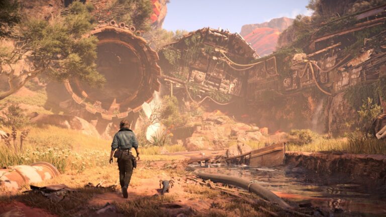 Szene aus Star Wars Outlaws in einer Wüstenlandschaft