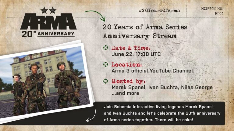 Arma feiert 2021 sein 20-jähriges Jubiläum mit Livestream und Community-Inhalten