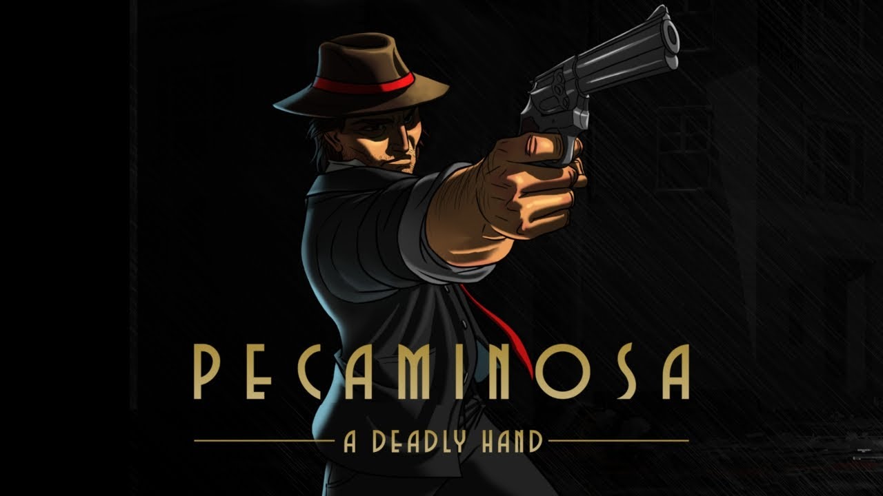 Pecaminosa A Deadly Hand Key-Art mit Privatdetektiv und Revolver
