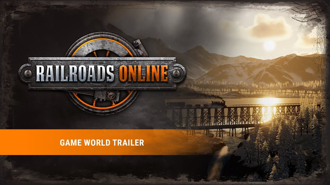 Railroads Online Game World Trailer mit Eisenbahnstrecke und Berglandschaft