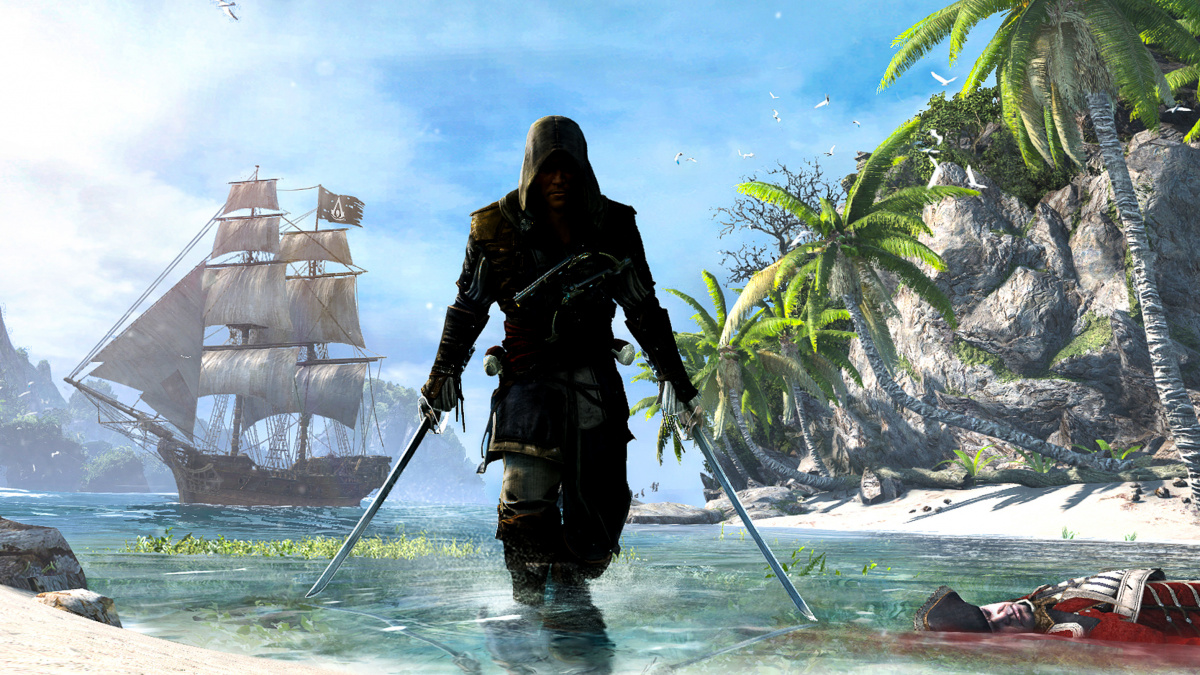 Assassine aus Assassin’s Creed vor einer tropischen Küste