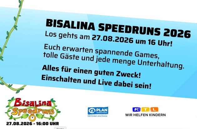 gamescom 2026: Bisalina Speedruns sammelt Spenden für die Stiftung RTL