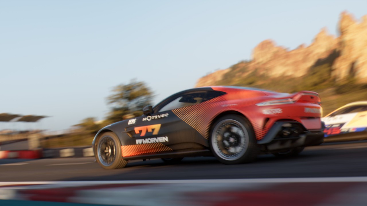 Clutch Rennspielgrafik mit Sportwagen