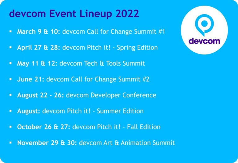 devcom veröffentlicht Eventplan für 2022