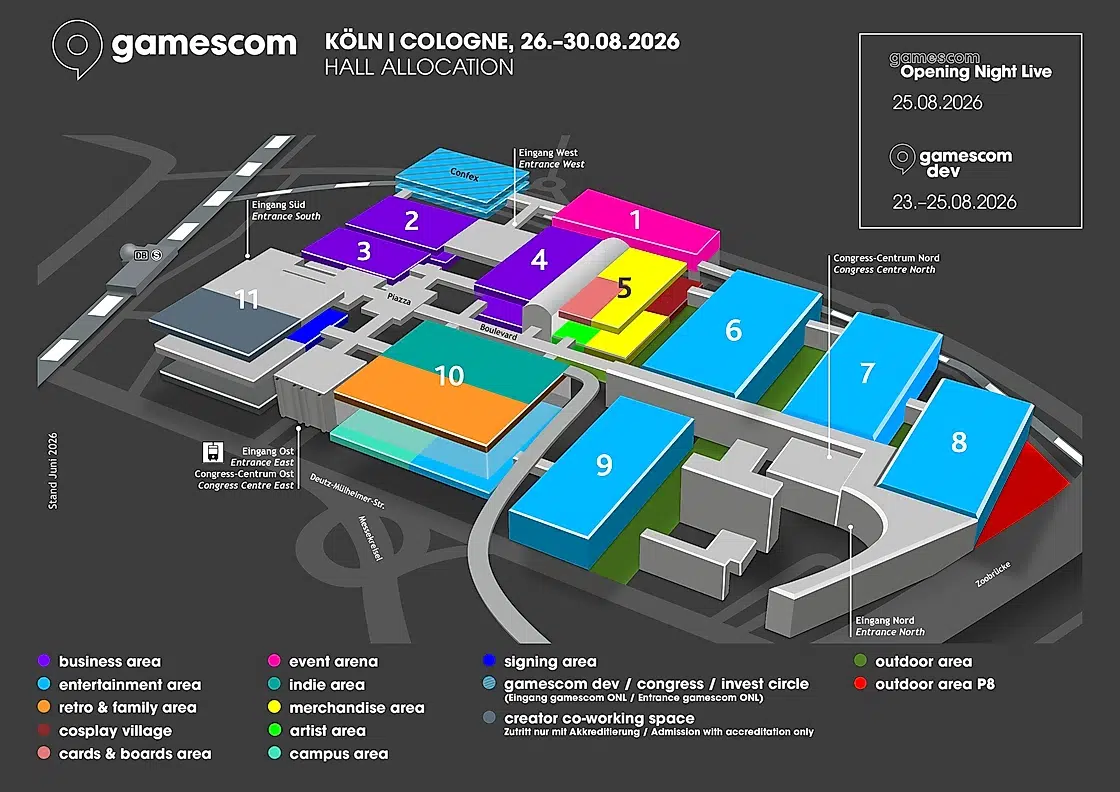 Der gamescom 2026 Hallenplan - Bild: gamescom.global