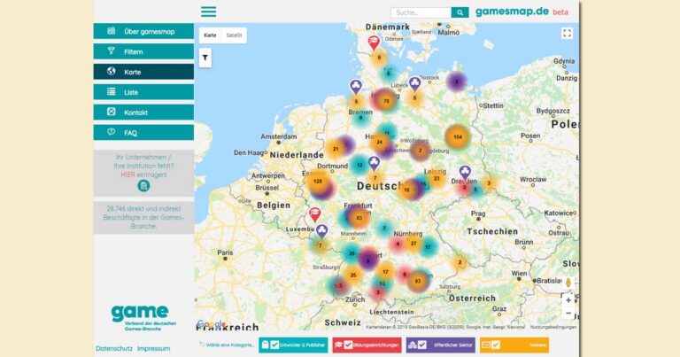 Interaktive gamesmap der deutschen Games-Branche
