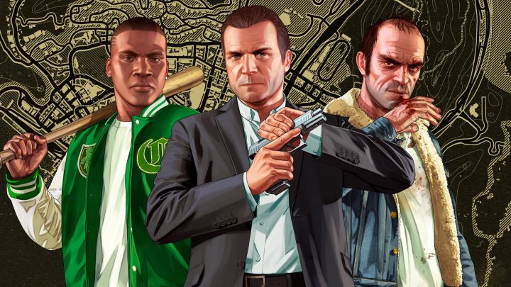 Offizielles Artwork zu Grand Theft Auto V mit Michael, Franklin und Trevor