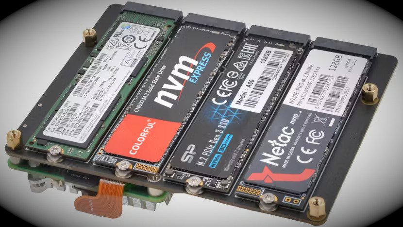 Geekworm X1011 mit vier NVMe-Steckplätzen für Raspberry Pi 5 - Bild: Geekworm