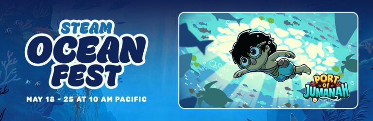 Promotionalbild zu Port of Jumanah mit Unterwasser-Szene aus dem Steam Ocean Fest 2026