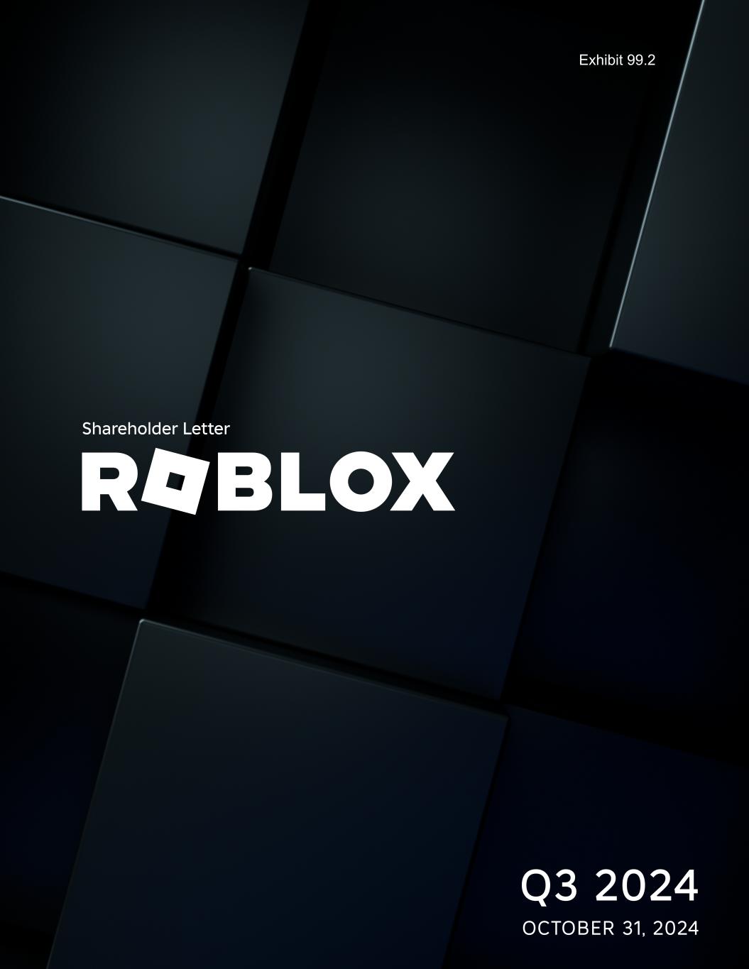 Roblox Q3 2024: Bookings +34 Prozent auf 1,13 Mrd. US-Dollar, 88,9 Millionen tägliche Nutzer und angehobene Jahresprognose