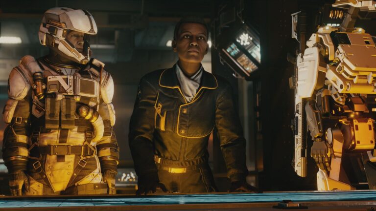 Starfield-Szene mit Raumanzug und Crew - Bild: Bethesda Game Studios