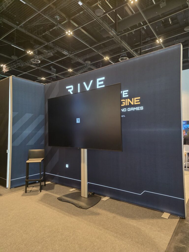 Beleuchtete Rive-Installation auf der gamescom dev 2026