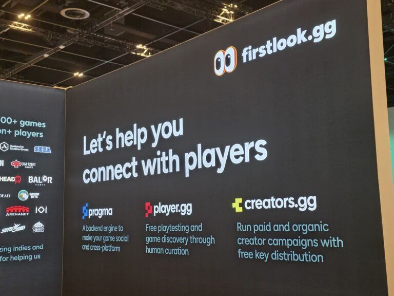 Messestand von firstlook.gg mit Angeboten für Spieler- und Creator-Kampagnen