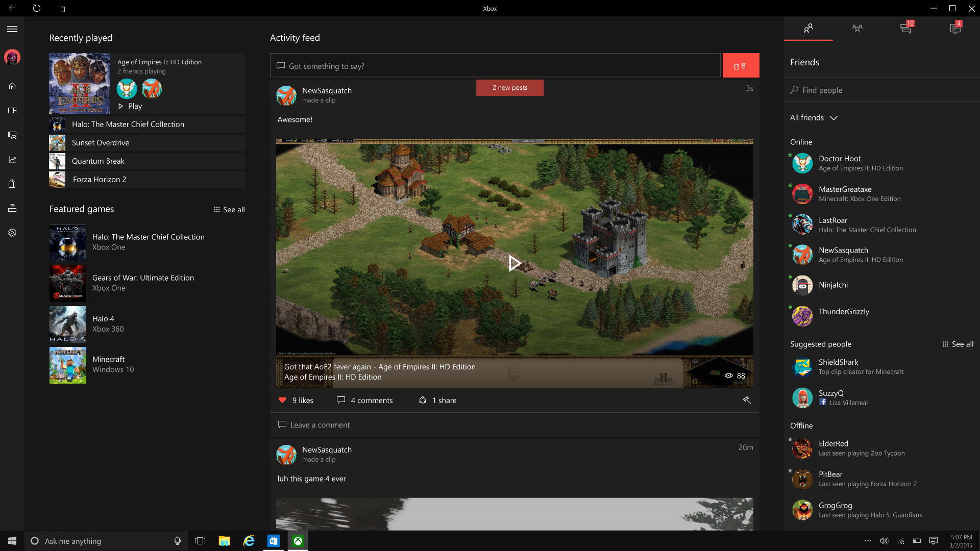 Game Hub für Windows-10-PC-Spiele auf Xbox Live
