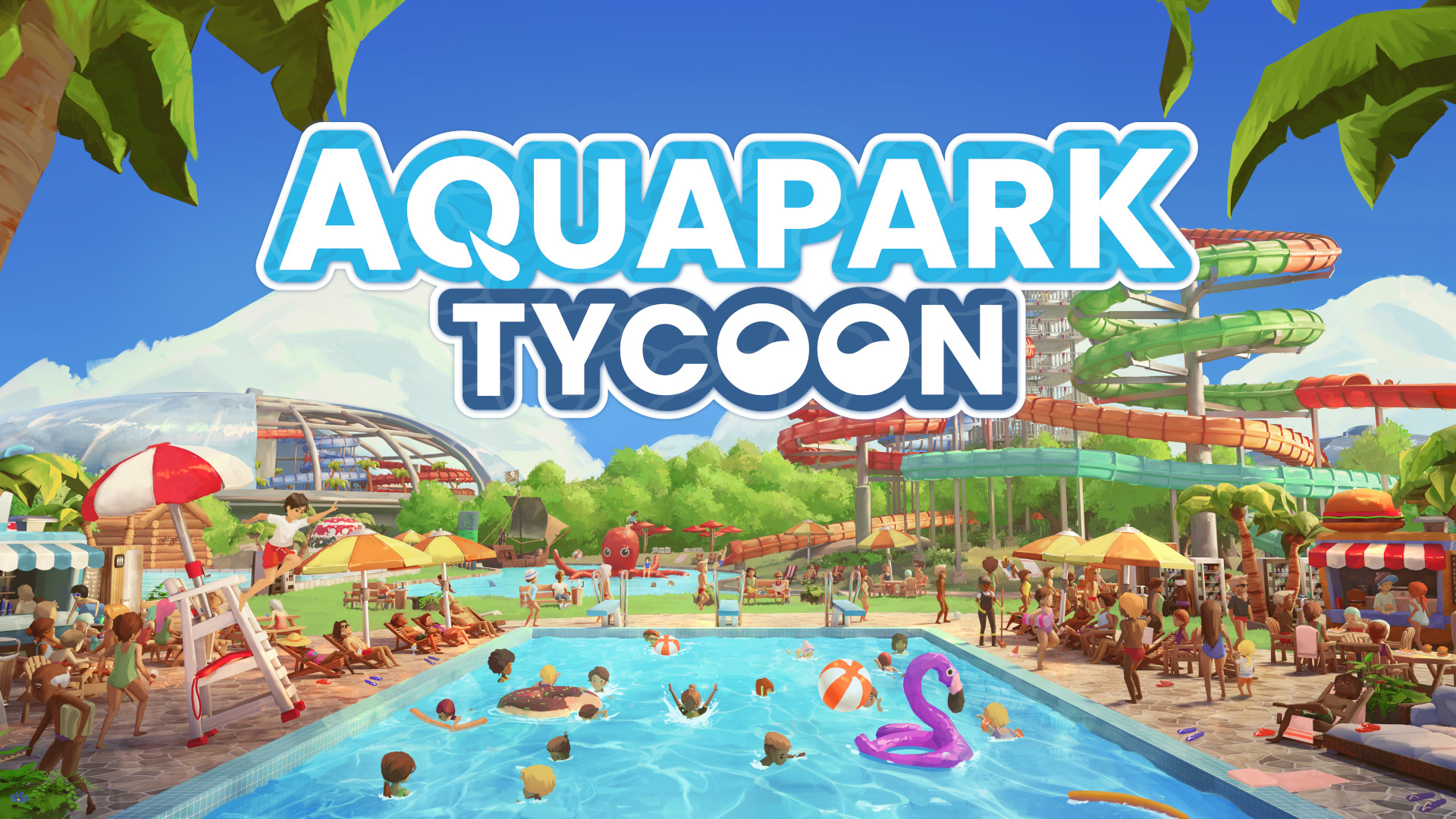 Aquapark Tycoon mit Wasserpark und Logo
