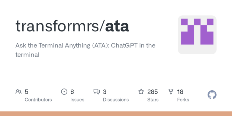 ata 1.0 bringt OpenAI GPT in das Terminal - Bild: GitHub / transformrs
