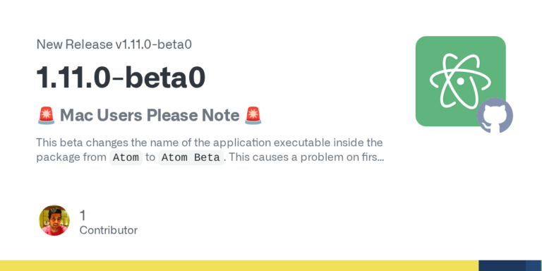 Atom 1.11 Beta auf GitHub - Bild: GitHub