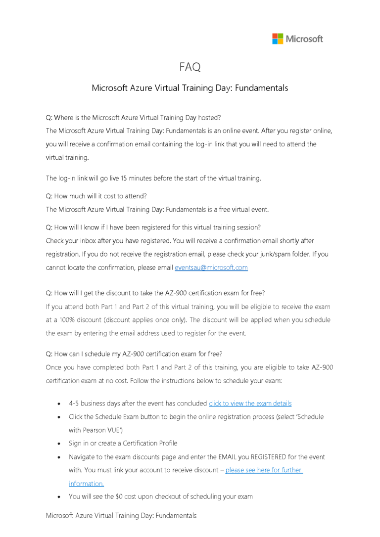 Microsoft Azure Virtual Training Day: Fundamentals mit Informationen zur kostenlosen AZ-900-Prüfung