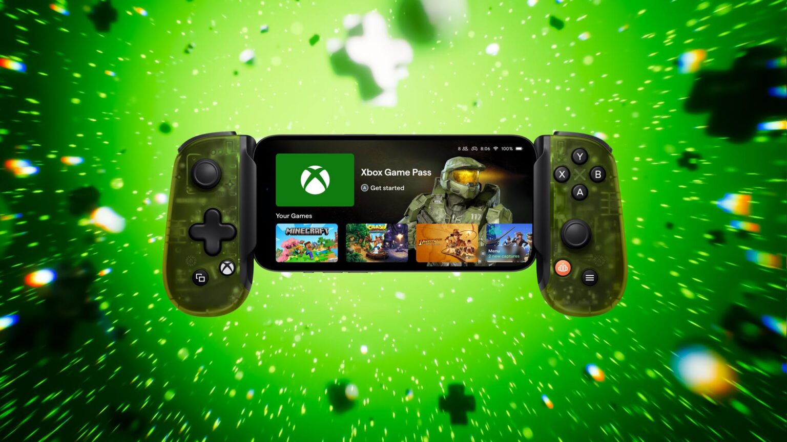 Transparenter Backbone-One-Controller im Xbox-Design